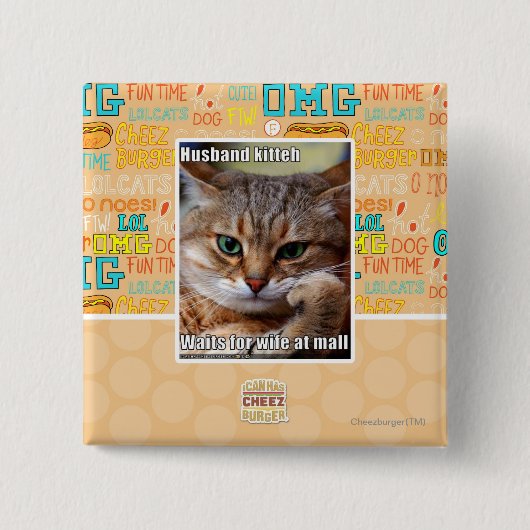Husband Kitteh Vierkante Button 5,1 Cm (Voorkant)