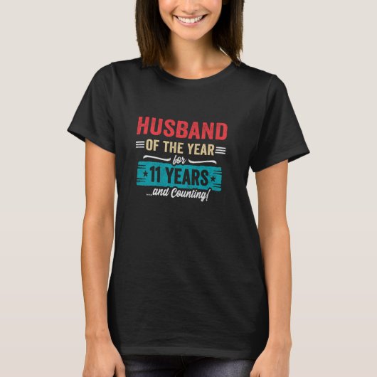 Husband Married 11 Years Couples 11th Wedding Ann T-shirt (Voorkant)