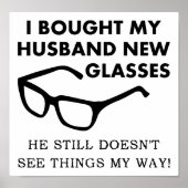 Husband New Glasses Funny Poster (Voorkant)