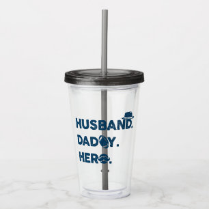 Husband.Papa. Hero. Grafisch Retro Acryl Drinkbeker