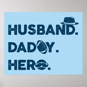 Husband.Papa. Hero. Grafisch Retro Poster