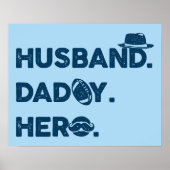Husband. Papa. Hero. Retro grafisch Poster (Voorkant)
