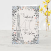 Husband Romantic 40th Birthday Eiffel Tower Kaart (Gele Bloem)
