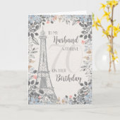 Husband Romantic 70th Birthday Eiffel Tower Kaart (Gele Bloem)