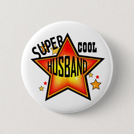 Husband Super Cool Star Funny Button (Voorkant)
