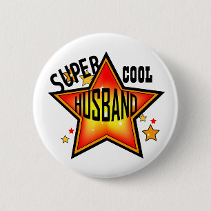 Husband Super Cool Star Funny Button