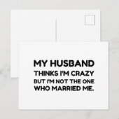 Husband Thinks Crazy Married Briefkaart (Voorkant / Achterkant)