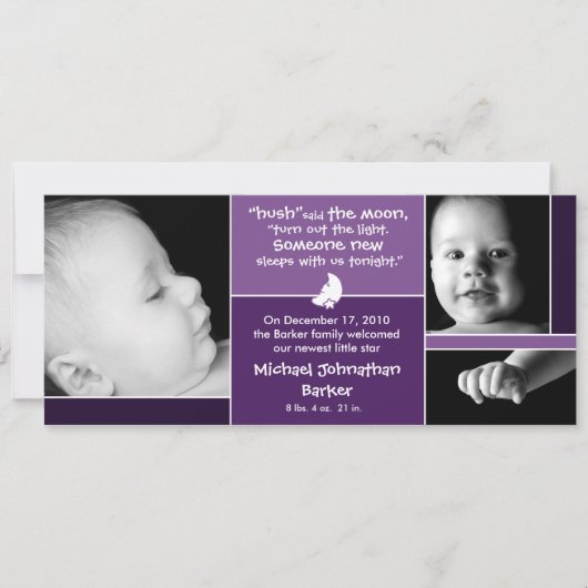 Hush dit que la Faire-part de naissance de la Lune (Devant)