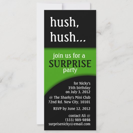 hush , hush verjaardag verrassing kaart (Voorkant)