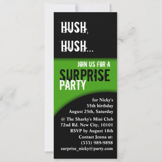 hush , hush verjaardag verrassing kaart (Voorkant)
