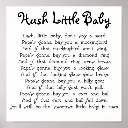 Hush Little Baby Poster (Voorkant)