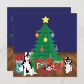 Huskies jouant sous la carte d'arbre de Noël (Devant / Derrière)