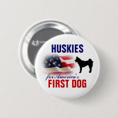 Huskies voor First Dog Ronde Button 5,7 Cm (Voorkant /achterkant)