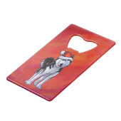 Husky à Santa Hat Sur Rouge (Devant Angle)