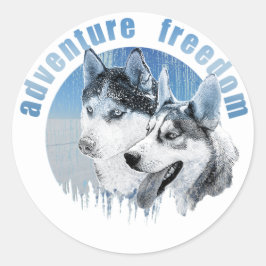 Husky Abenteuer Freiheit Schnee HuskyARTist Ronde Sticker
