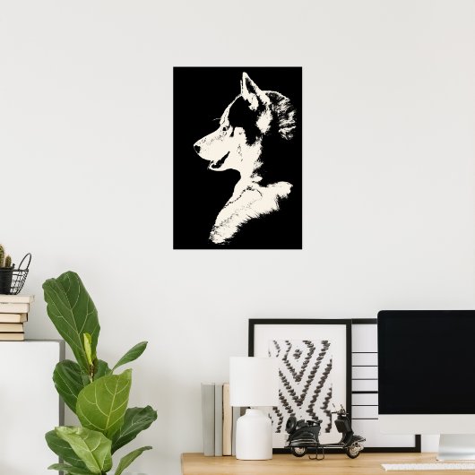 Husky Art Print Sled Dog Art Poster Cadeaux Malamu (Bureau à domicile)