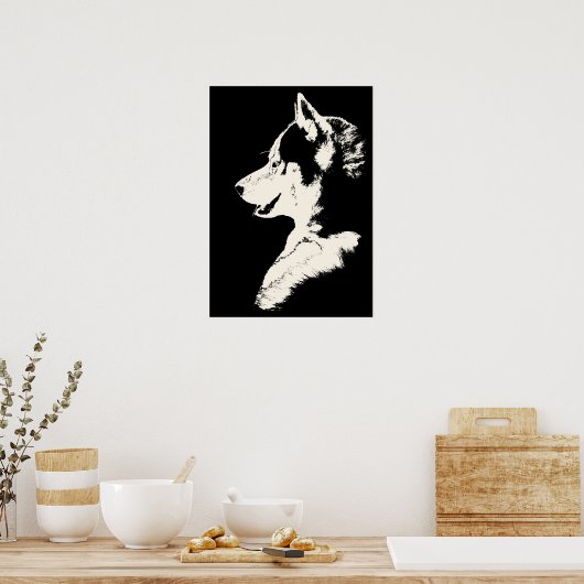 Husky Art Print Sled Dog Art Poster Cadeaux Malamu (Cuisine)