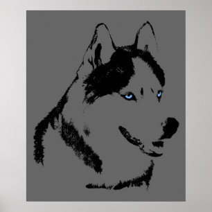 Husky Art Print Sled Dog Art Poster Husky Cadfts