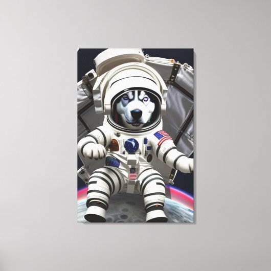 Husky Astronaut Canvas Print (Voorkant)