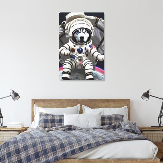 Husky Astronaut Canvas Print (Insitu (Slaapkamer))