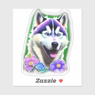 Husky avec autocollant fleurs
