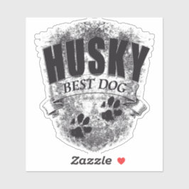 HUSKY BEST DOG Pfotenabdruck vintage Sticker