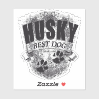 HUSKY BEST DOG Pfotenabdruck vintage Sticker