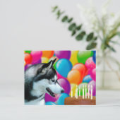 Husky Birthday Briefkaart (Staand voorkant)