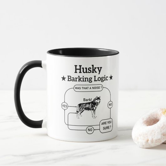 Husky-blaffen Logisch Grappige Siberische Hond Sar Mok (Met donut)