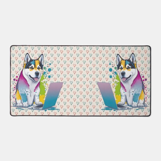 Husky Chig Computer Rainbow Watercolor Tech Savvy (Recto)