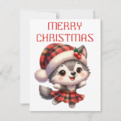 Husky chiot dansant - Carte de Noël (Devant)