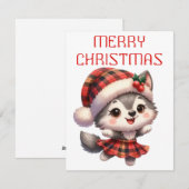 Husky chiot dansant - Carte de Noël (Devant / Derrière)