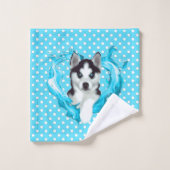 Husky Chipe bleu Coeur Points Garçons (Gant de toilette)