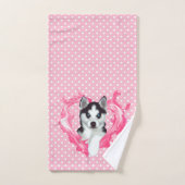 Husky Chipe rose Coeur Points Filles (Serviette à main)