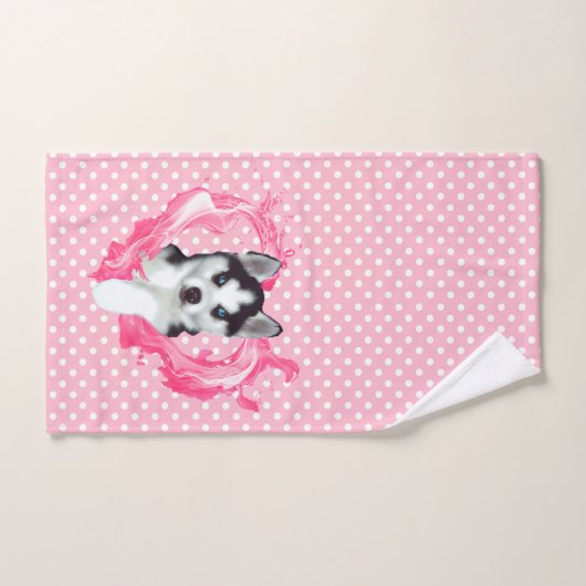 Husky Chipe rose Coeur Points Filles (Serviette à main)
