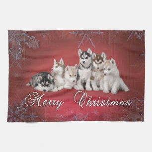 Husky Chistmas Theedoek