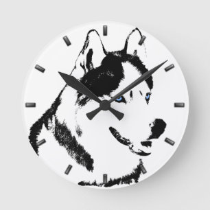 Husky Clock geeft decor Sled Dog Wall Clock Ronde Klok