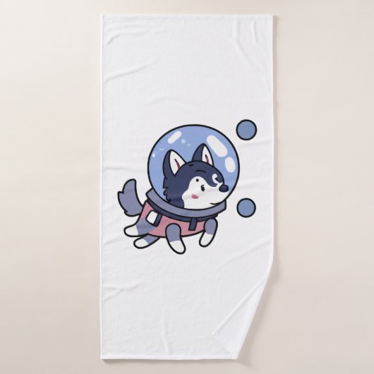 Husky Dans L'Espace Amoureux des chiens Chiot Retr (Serviette de bain)