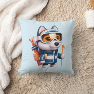 Husky de Avontuurlijke Skiër Kussen