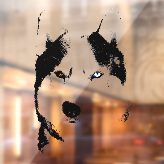Husky Decal Husky Wolf Dog Window Cling (Vel 2)