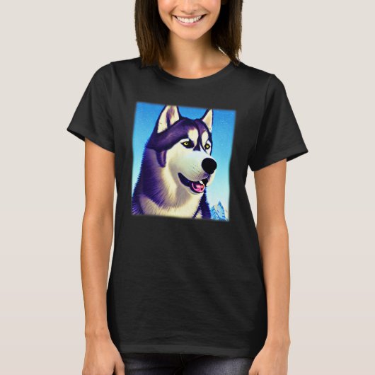 Husky design dog imprint artwork face with Siberia T-shirt (Voorkant)