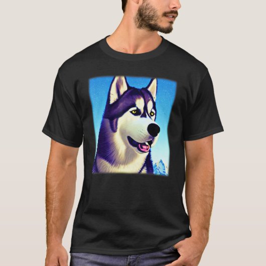 Husky design dog imprint artwork face with Siberia T-shirt (Voorkant)