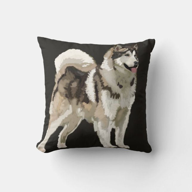 Husky Digital Drawing on Cushion Kussen (Voorkant)
