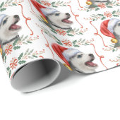 Husky Dog Christmas Pattern Wrapping Paper Cadeaupapier (Rol Hoek)