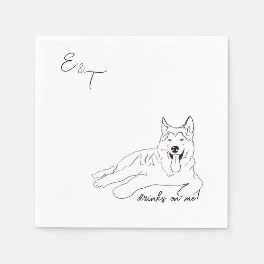 Husky Dog Cocktail servetten voor bruiloften (Voorkant)