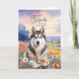 Husky Dog Field of Wildflowers Pet Sympathy Kaart