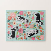 Husky Dog Florals Legpuzzel (Horizontaal)
