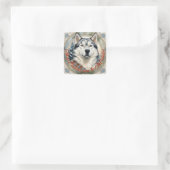 Husky Dog Gepersonaliseerde Kerst Kaart Sticker Se (Tas)