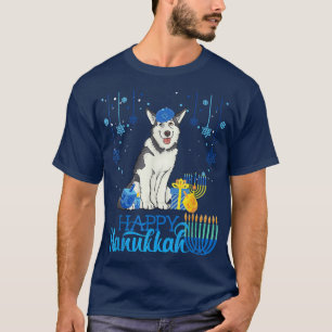 Husky Dog Happy Hanukkah T-shirt
