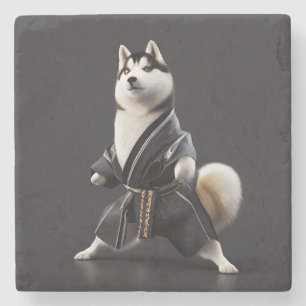 Husky Dog kent Karate, Husky Dog Karate Player Stenen Onderzetter